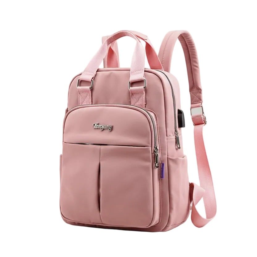 Sac à dos de voyage en nylon pour femme avec port USB