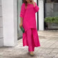 Ensemble femme en mélange de lin, tunique et pantalon large