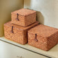 Panier de rangement tressé avec couvercle et fermoir