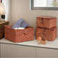Panier de rangement tressé avec couvercle et fermoir