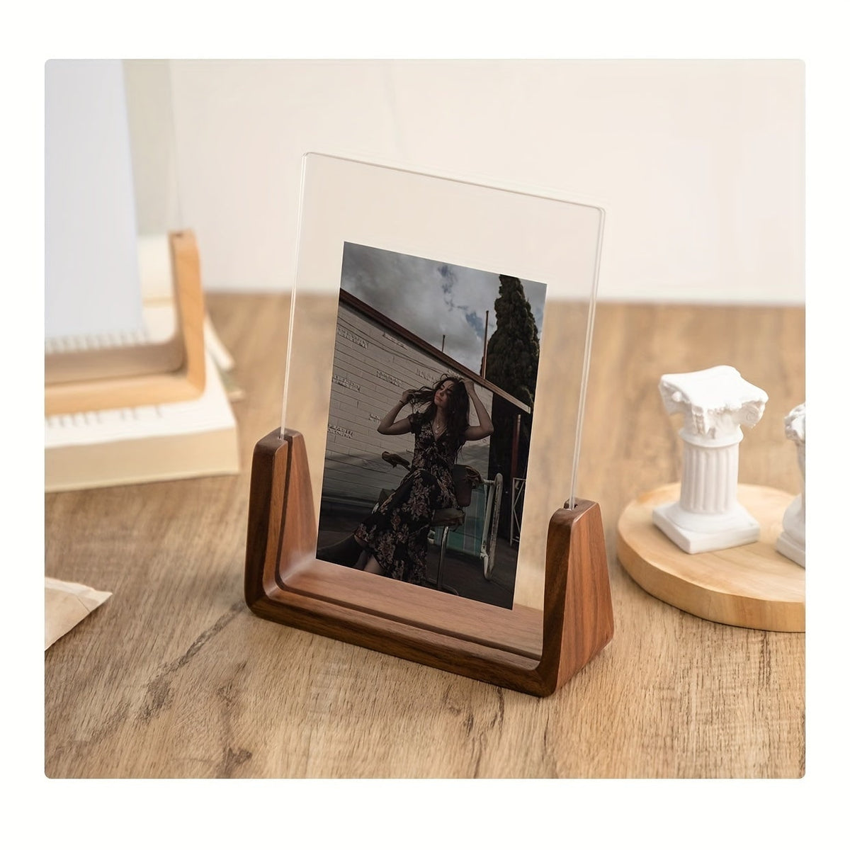 Cadre photo à poser en bois avec panneaux acryliques
