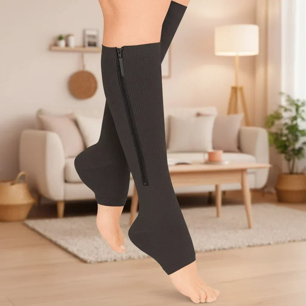 Chaussettes de compression de voyage à bout ouvert
