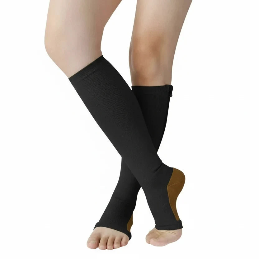Chaussettes de compression de voyage à bout ouvert