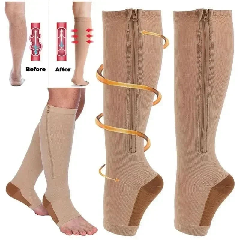 Chaussettes de compression de voyage à bout ouvert
