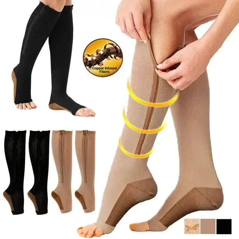Chaussettes de compression de voyage à bout ouvert
