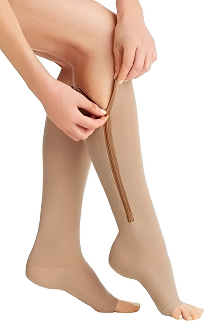 Chaussettes de compression à fermeture éclair et bout ouvert