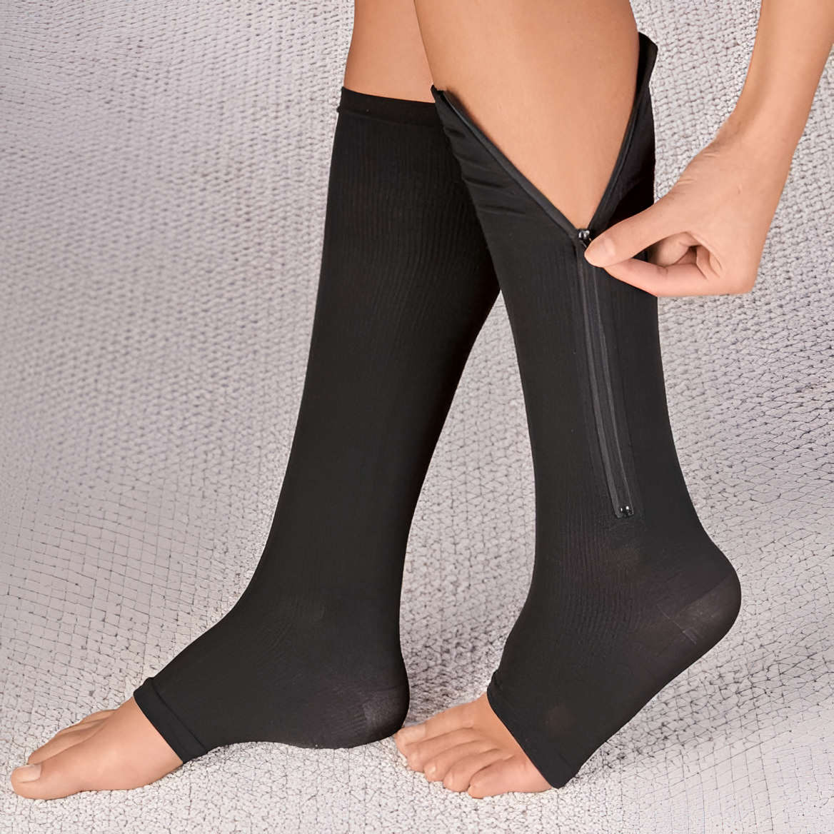 Chaussettes de compression à fermeture éclair et bout ouvert
