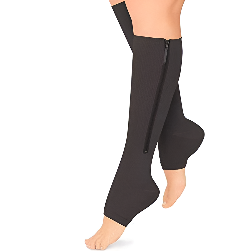 Chaussettes de compression à fermeture éclair et bout ouvert